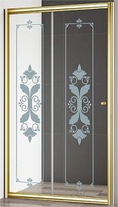 Душевая дверь Cezares Giubileo BF-1-120-CP-G стекло прозрачное с узором/профиль золото купить в интернет-магазине Sanbest