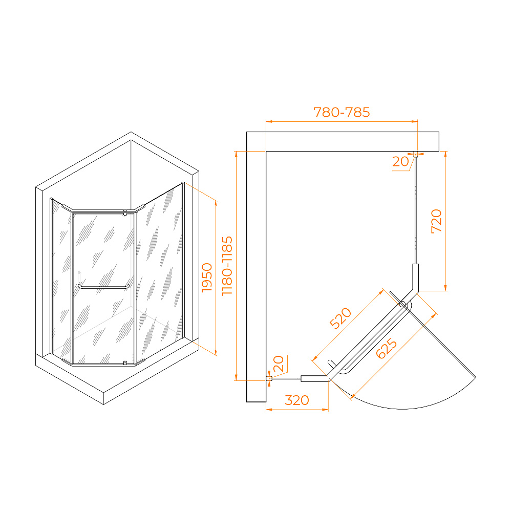 Душевой уголок RGW PA-091 80x120 стекло прозрачное/профиль хром купить в интернет-магазине Sanbest