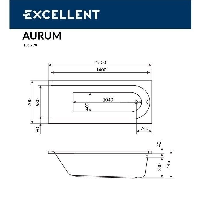 Ванна Actima Aurum 150x70 купить в интернет-магазине Sanbest