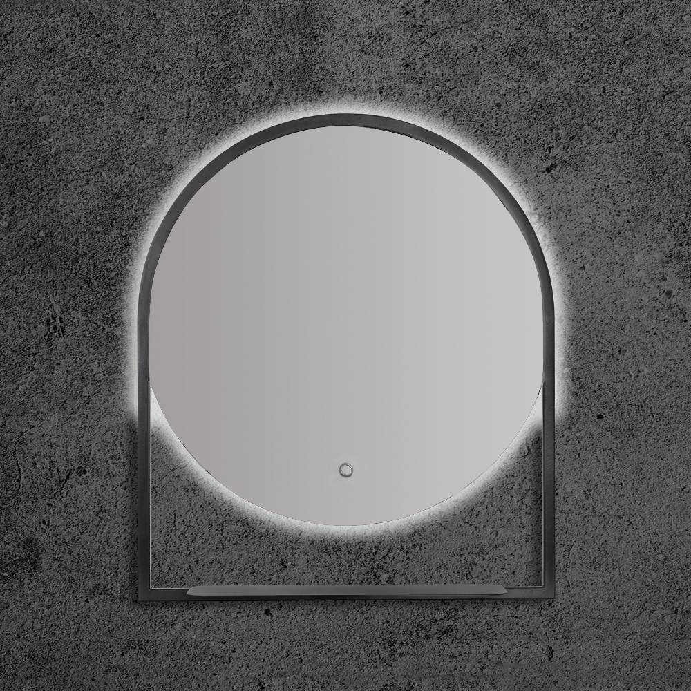 Зеркало Armadi Art Vallessi круглое с полочкой антрацит 80 в ванную от интернет-магазине сантехники Sanbest