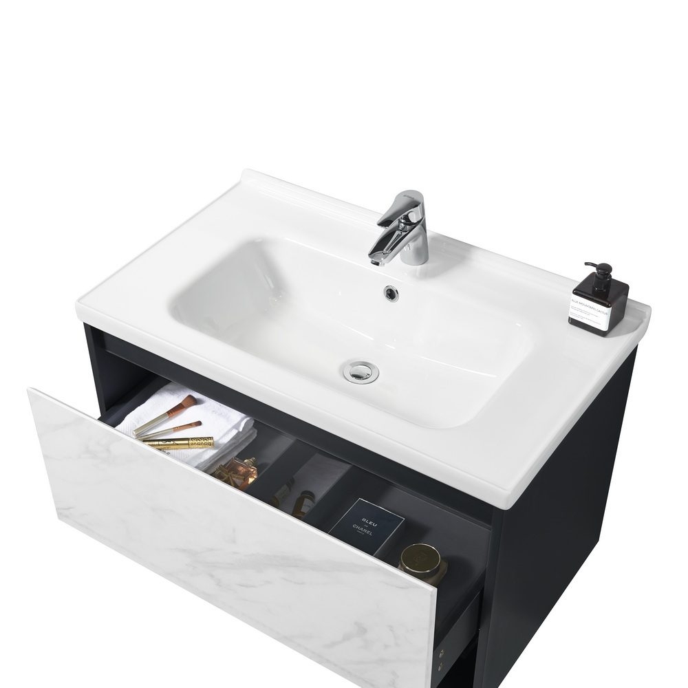 Тумба с раковиной Orans BC-0903 60 Dark Grey/White Marble для ванной в интернет-магазине Sanbest