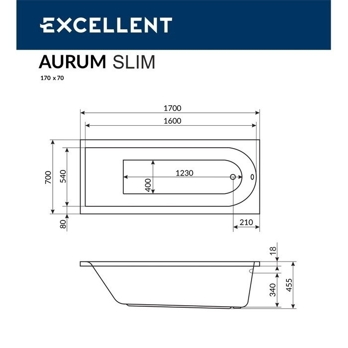 Ванна на каркасе Actima Aurum Slim 170x70 купить в интернет-магазине Sanbest