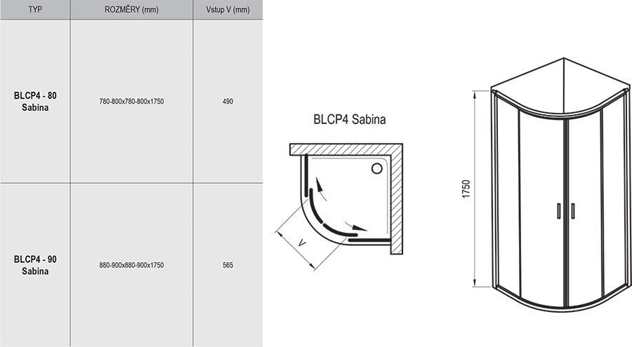 Душевой уголок Ravak Blix BLCP4 SABINA 80x80 профиль белый/стекло тонированное купить в интернет-магазине Sanbest