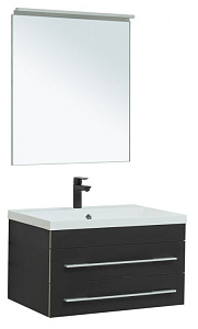 Тумба с раковиной Aquanet Верона 75 New с зеркалом, черная матовая матовая для ванной в интернет-магазине Sanbest