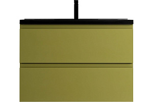 Тумба с раковиной Art&Max Bianchi 750-2C-SO-OM + 750-MR-FP-Nero 75 оливковая матовая для ванной в интернет-магазине Sanbest