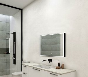 Зеркало с подсветкой ART&MAX AREZZO 100x80 черный в ванную от интернет-магазине сантехники Sanbest