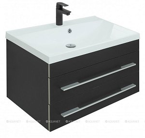 Тумба с раковиной Aquanet Верона 75 New черная матовая для ванной в интернет-магазине Sanbest