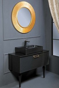 Тумба с раковиной Armadi Art Vallessi Avantgarde Linea 80 со столешницей черный с золотом для ванной в интернет-магазине Sanbest