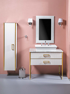Тумба с раковиной Armadi Art Monaco 80 со столешницей белая с золотом для ванной в интернет-магазине Sanbest