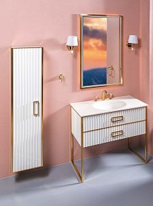 Тумба с раковиной Armadi Art Monaco 80 под моноблок белая с золотом для ванной в интернет-магазине Sanbest
