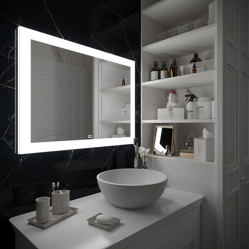 Зеркало с подсветкой Art&Max Soli AM-Sol-800-600-DS-F-H 80x60 в ванную от интернет-магазине сантехники Sanbest