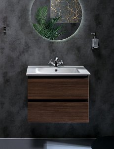 Тумба с раковиной Armadi Art Capolda 65 темное дерево для ванной в интернет-магазине Sanbest