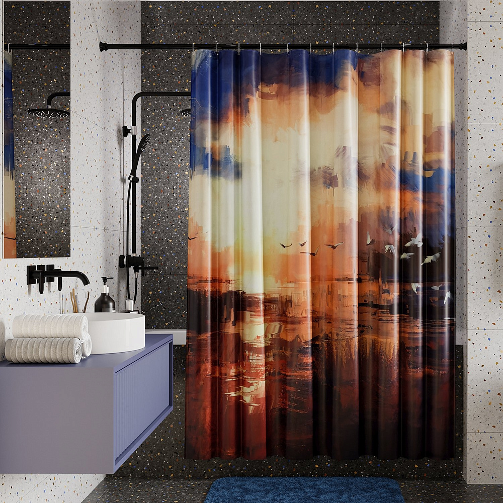 Текстильная шторка для ванны WasserKRAFT Ammer SC-70103 купить в интернет-магазине сантехники Sanbest