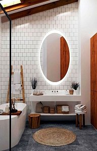 Зеркало с подсветкой Art&Max Ovale AM-Ova-570-770-DS-F-H 57x77 в ванную от интернет-магазине сантехники Sanbest