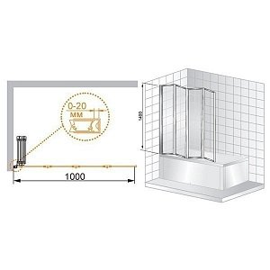 Шторка для ванны Cezares PRATICO-V-4 100х40 купить в интернет-магазине Sanbest
