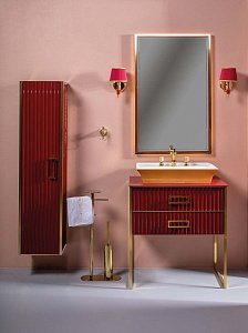Тумба с раковиной Armadi Art Monaco 80 со столешницей бордовый с золотом для ванной в интернет-магазине Sanbest