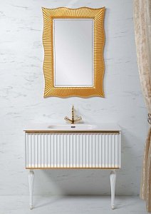 Тумба с раковиной Armadi Art Vallessi Avantgarde Canale 80 белая с золотом для ванной в интернет-магазине Sanbest