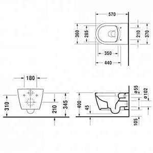 Унитаз подвесной Duravit Me by Starck 2528090000 купить в интернет-магазине Sanbest