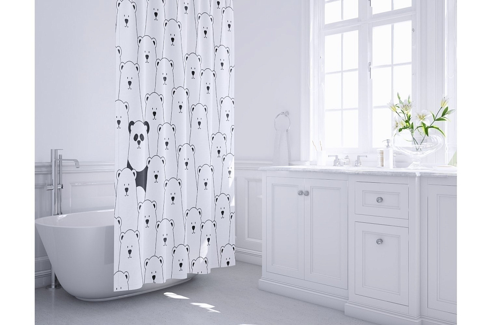 Текстильная шторка для ванной FIXSEN PANDA FX-2501 купить в интернет-магазине сантехники Sanbest