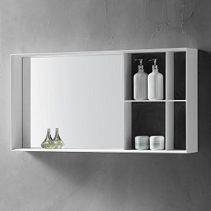 Зеркало со шкафом Abber STEIN AS6639 100x50 белое в ванную от интернет-магазине сантехники Sanbest