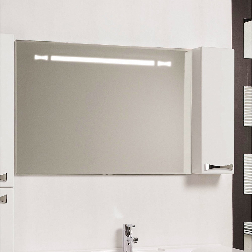 Зеркало со шкафом Акватон Диор 120 белое в ванную от интернет-магазине сантехники Sanbest