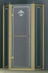 Душевой уголок Cezares RETRO-P-1-90-CP-Br-L левый стекло прозрачное с узором/профиль бронза купить в интернет-магазине Sanbest