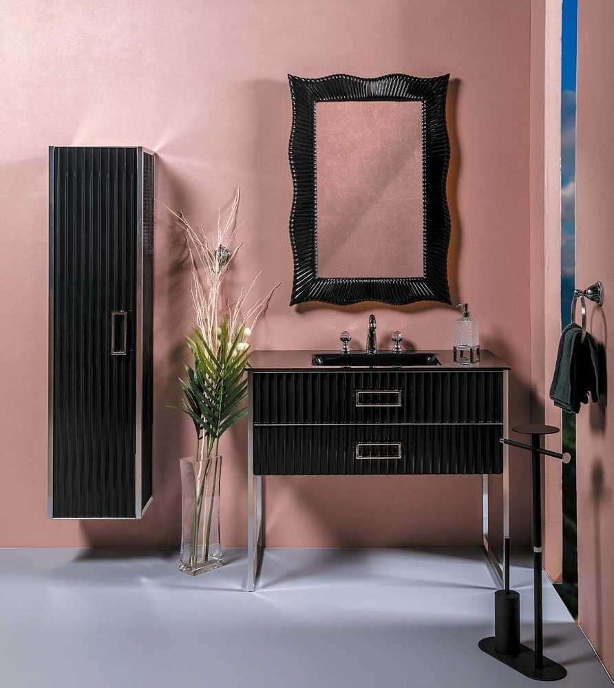 Пенал Armadi Art Monaco черный с хромом для ванной в интернет-магазине сантехники Sanbest