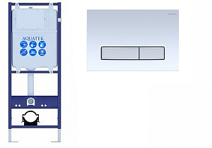 Инсталляция для унитаза Aquatek Standart INS-0000011 с кнопкой KDI-0000022 белая/никель купить в интернет-магазине сантехники Sanbest