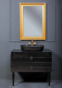Тумба с раковиной Armadi Art Vallessi Avantgarde Piazza 80 со столешницей черный с золотом для ванной в интернет-магазине Sanbest