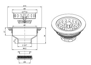 Донный клапан для кухонной мойки Rav-Slezak MD0819SM бронза купить в интернет-магазине сантехники Sanbest