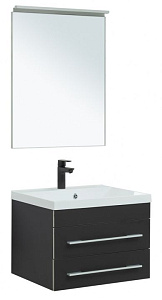 Тумба с раковиной Aquanet Верона 58 New с зеркалом, черная матовая матовая для ванной в интернет-магазине Sanbest